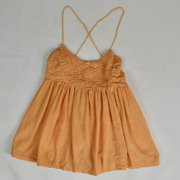 Free People Tops - (FREE PEOPLE) Orange Cross Halter Tank